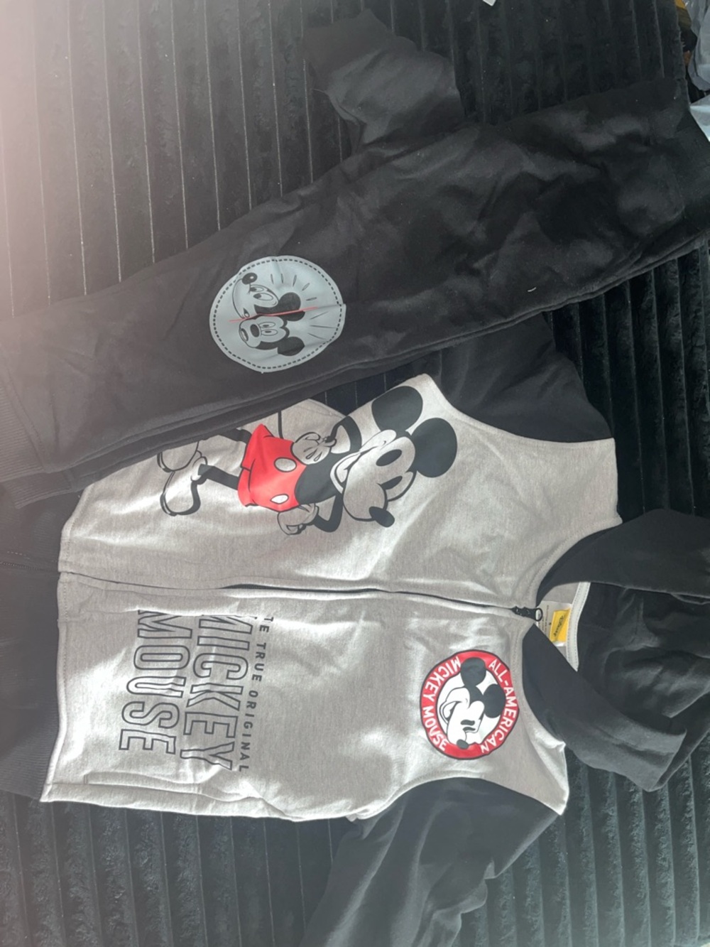 Disney Mickey Mouse Black, Gray & Red Kids Hoodie and Matching Mickey Sweatpants